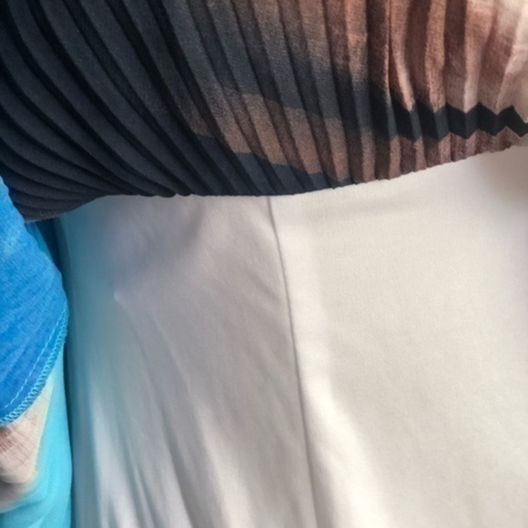 J S Collections Blue and White Pleated Maxi Dress - Picture 3 of 11